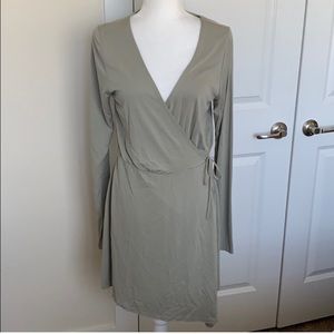 Sage Asymmetric Wrap Dress